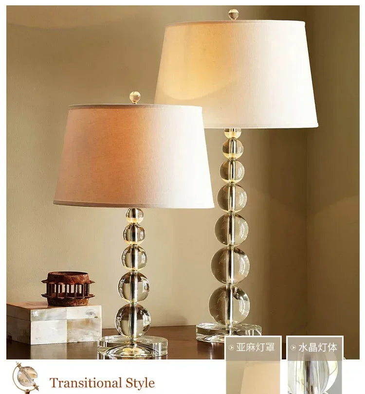 2025 Creative Fabric Table Lamp Crystal Glass Ball Lamp Living Room Creative Bubble Light Bedroom Beside Art Reading Lamp