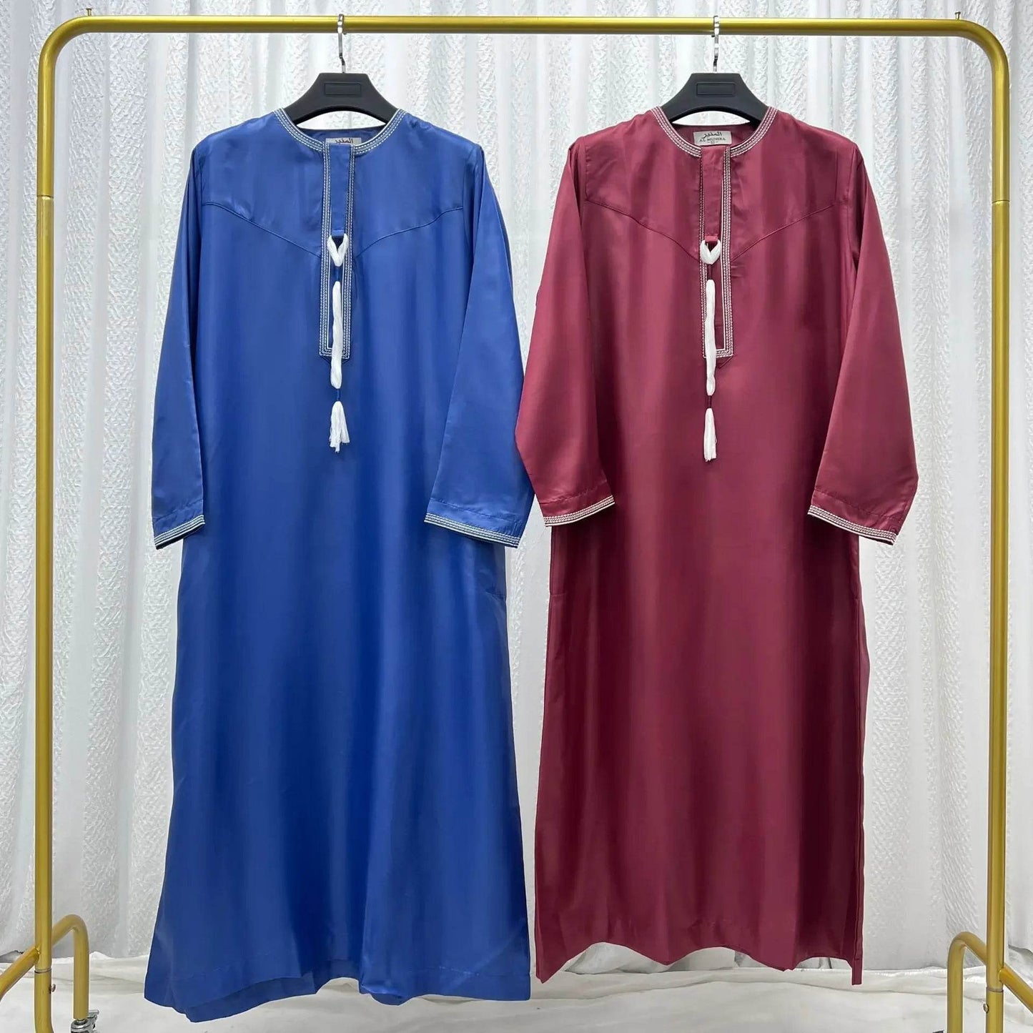 New Men's Muslim Fashion Abayas Dress O Neck Long Sleeve Pullover Kaftan Pakistan Saudi Arab Caftan Islamic Clothing Prayer Robe - AIAZ