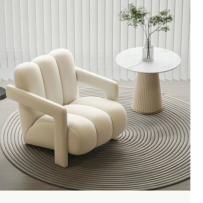 Cream Style Single Lounge Chair Light Luxury Sofa Designer Wool Living Room Reception Single Chair
