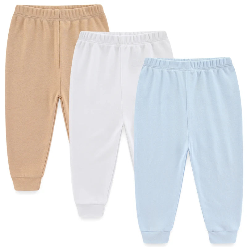 3PCS Solid Color Cotton Baby Boy Pants 0-24M Newborn Baby Girl Trousers Soft Baby Underwear