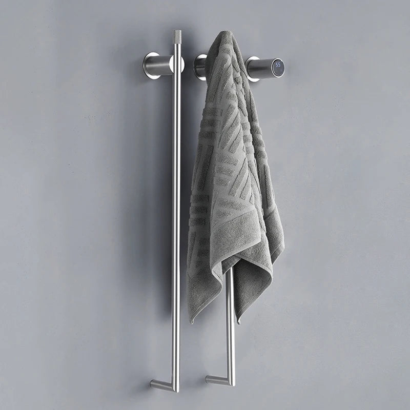 2025 Brushed Gold Bathroom Electric Bath Towel Rack Smart Temperature Time Control Towel Warmer Hidden Wires Heated Towel Rail