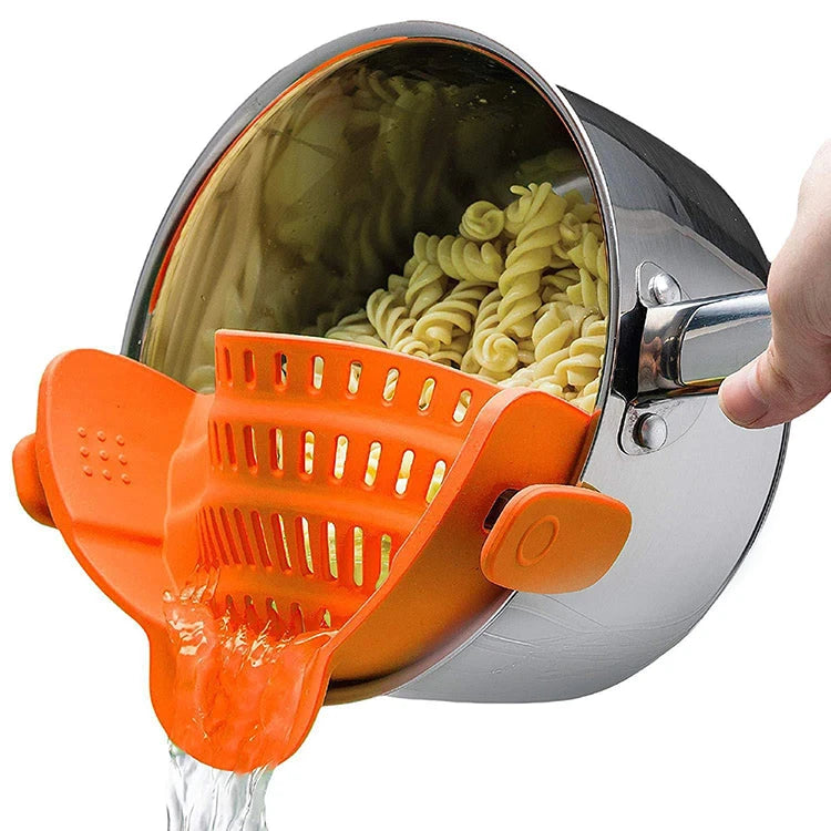 Adjustable Silicone Clip-On Kitchen Strainer for Pots Pans and Bowls Handheld Pasta Strainer Rice Strainer Kitchen Tools