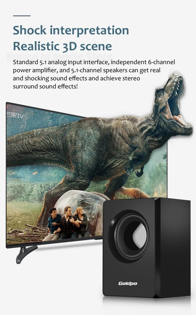 5.1 Floor-Standing Multimedia Sound Box Home Theater System 3D Surround Subwoofer 60W TV Bluetooth Speaker With Remote Control