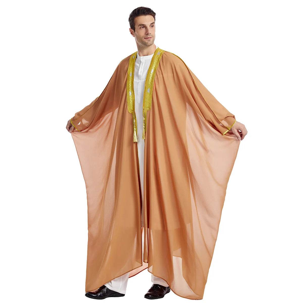 Islamic Clothing Men Robe Arabic Costumes Kaftan Muslim Man Moroccan Casual Long Dress Striped Middle East National Costume - AIAZ