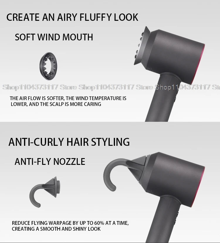 Leafless Hair Dryer New Professional With Flyaway Attachment Negative Ionic Premium Hair Dryers Multifunction Salon Style Tool