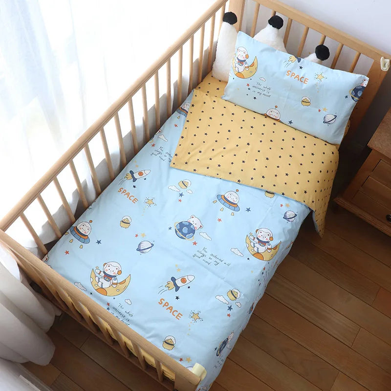 3 Pcs Baby Crib Bedding Set Cotton Bed Linens Boy Girl Cot kit Include Pillowcase Sheet Duvet Cover Children Room Decoration