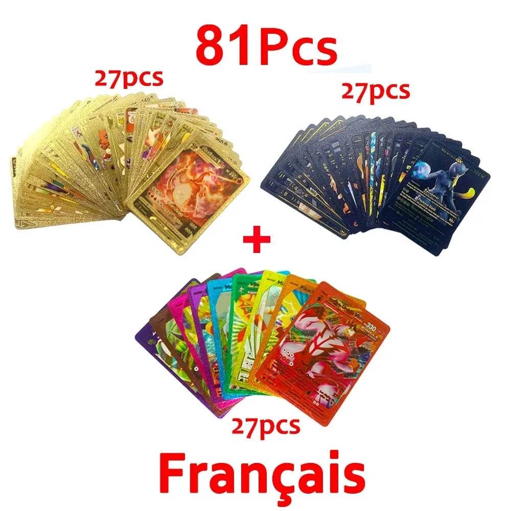 Pokemon Cards Vmax GX Gold Foil Flash Card English Spanish Colorful Pikachu Charizard French German Game Battle Collection Cards - AIAZ