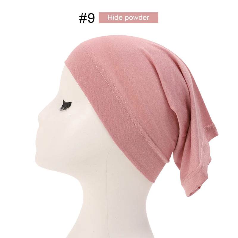 Fashion Muslim Hijab Caps Solid Underscarf Women Veil Modal Cotton Hijab Muslim Scarf Turbans Head Women's Hijabs Hat Islamic - AIAZ