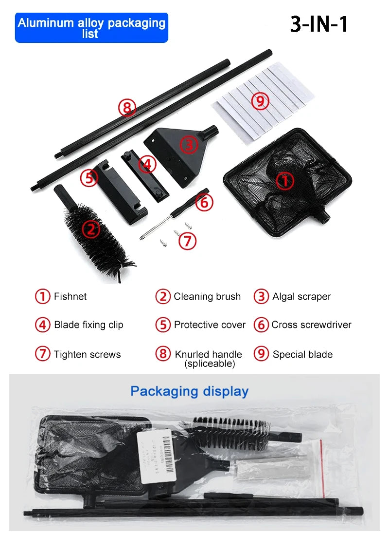 Aquarium flat sand algae removal dual-use glass Algae scraper stainless steel household cleaning to tools Fish tank accessories