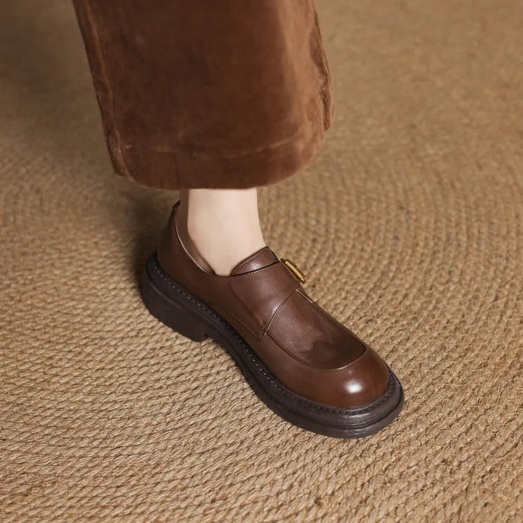 Dress Shoes Women Loafers Cow Leather Sheepskin Rubber Formal Business Suit Ladies 2025 Spring Autumn Handmade