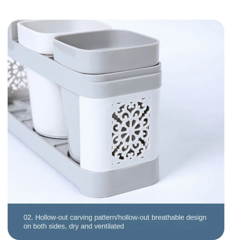Washing Cup Toothbrush Holder Set Creative Family Couple Mouthwash Cup Home Dental Set with Two Cups Bathroom