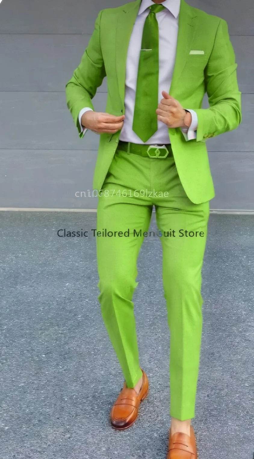 Men's Suit 2 Piece Suit Jacket Pants Formal Wedding Tuxedo Groom Clothes Custom Color Blazer XS-5XL - AIAZ