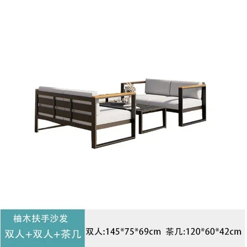 Aluminum Alloy Garden Sofas Waterproof Sunscreen Outdoor Furniture Home Courtyard Balcony Garden Sofa Coffee Table Combination L