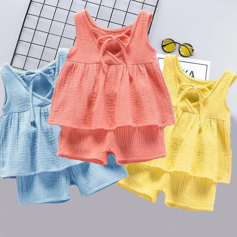 Baby Girl Cute Sets Cotton Tops + Short Pants Clothing Sets Kids Girl Summer Toddler Clothes