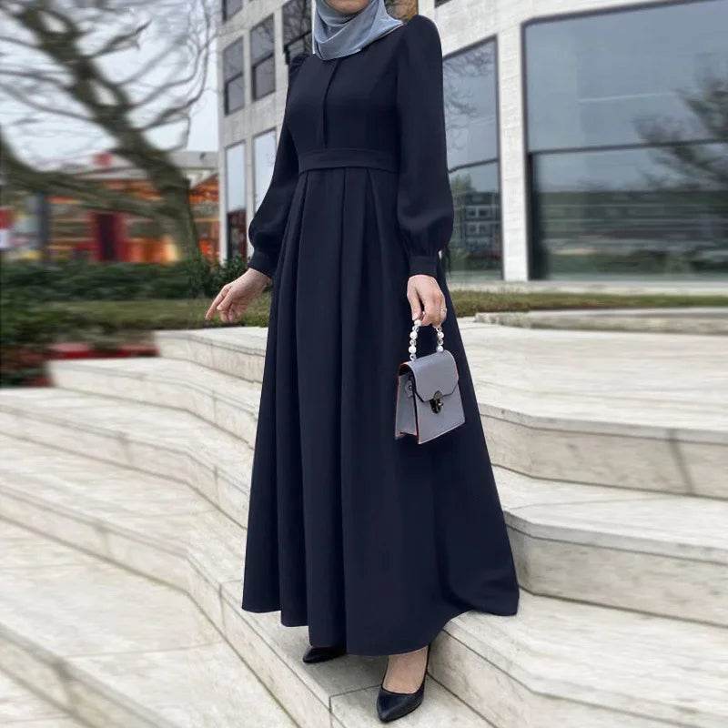 Kaftan Long Sleeves O-neck Robe Dress Muslim Dress Women Abaya Fashion Loose-Fitting Islamic Clothing Eid Ramadan Caftan - AIAZ