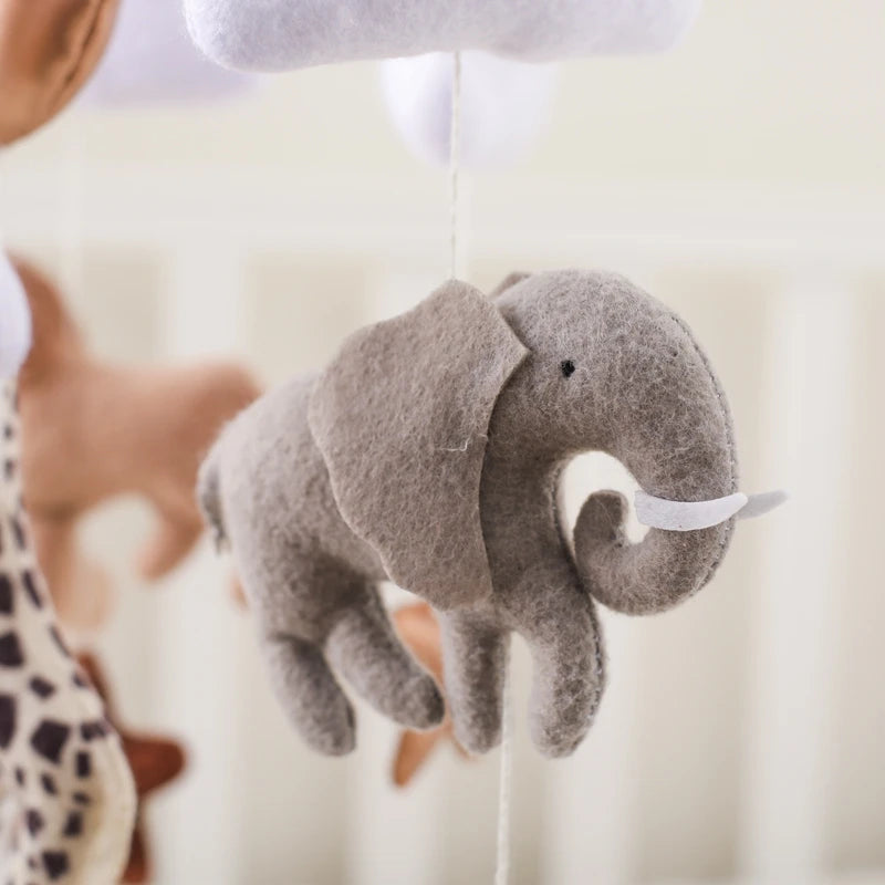 Baby Mobile Crib Bed Bell Musical Rattles Toys Soft Felt Cartoon Animal for Infants Nursery Mobiles Forest Animals Crib Toys