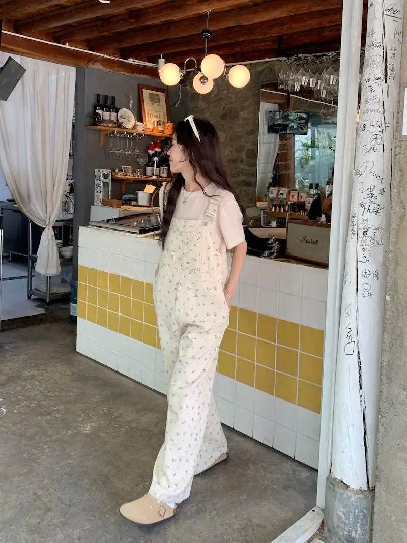 Jumpsuits Women Cute Lively Fashion Simple Floral New Autumn All-match Simple Temperament Korean Style Tender Straight Trousers - AIAZ