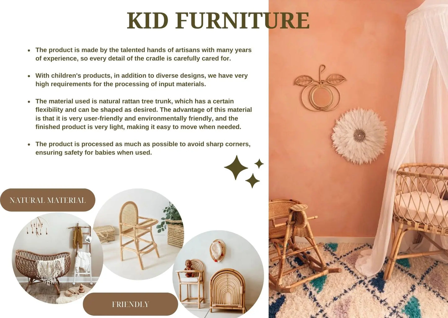 Handmade Natural Rattan Crib Crib And Crib For Babies And Children Home Bedroom Decoration In Vietnam MN26