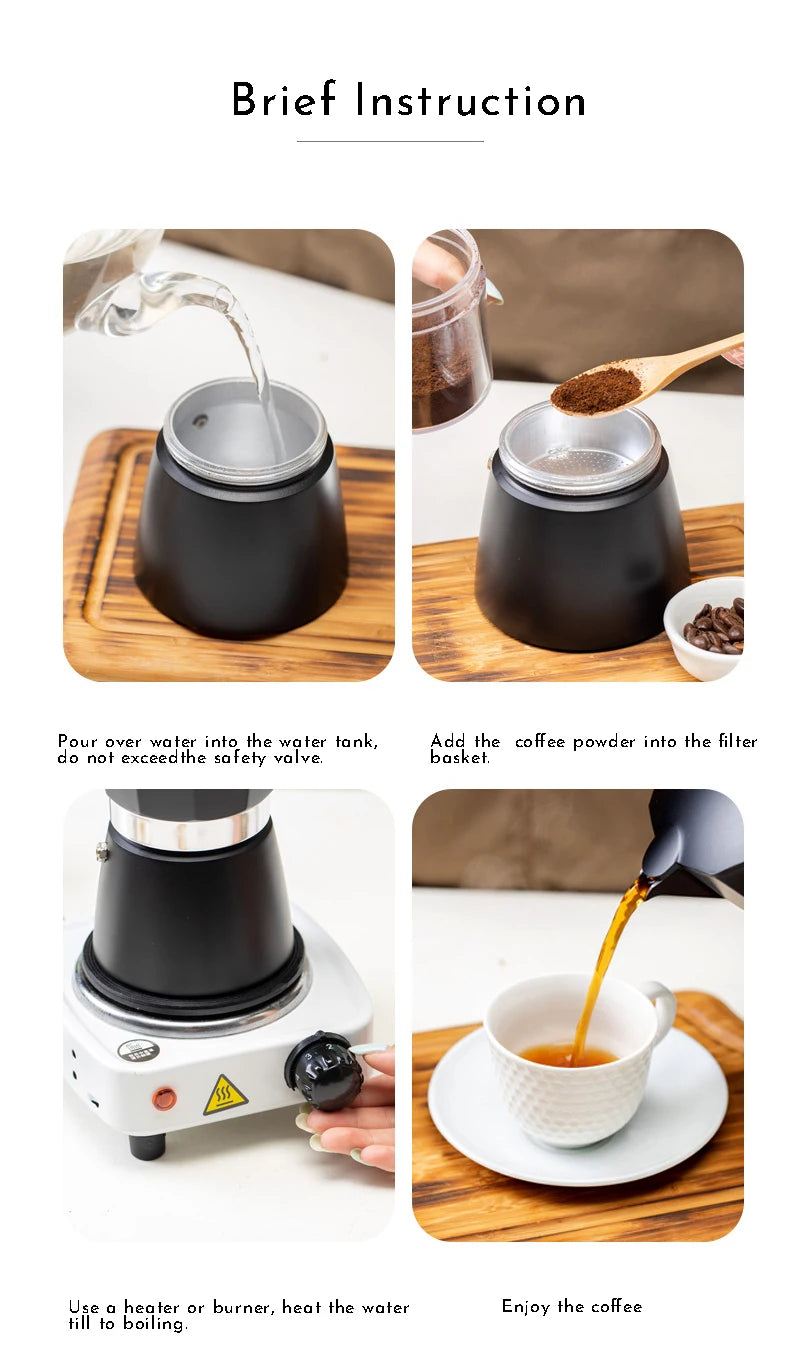 150ml/300ml Vintage Wooden Handle Espresso Maker Moka Pot Classic Italian KitchenTools Cafe Accessories