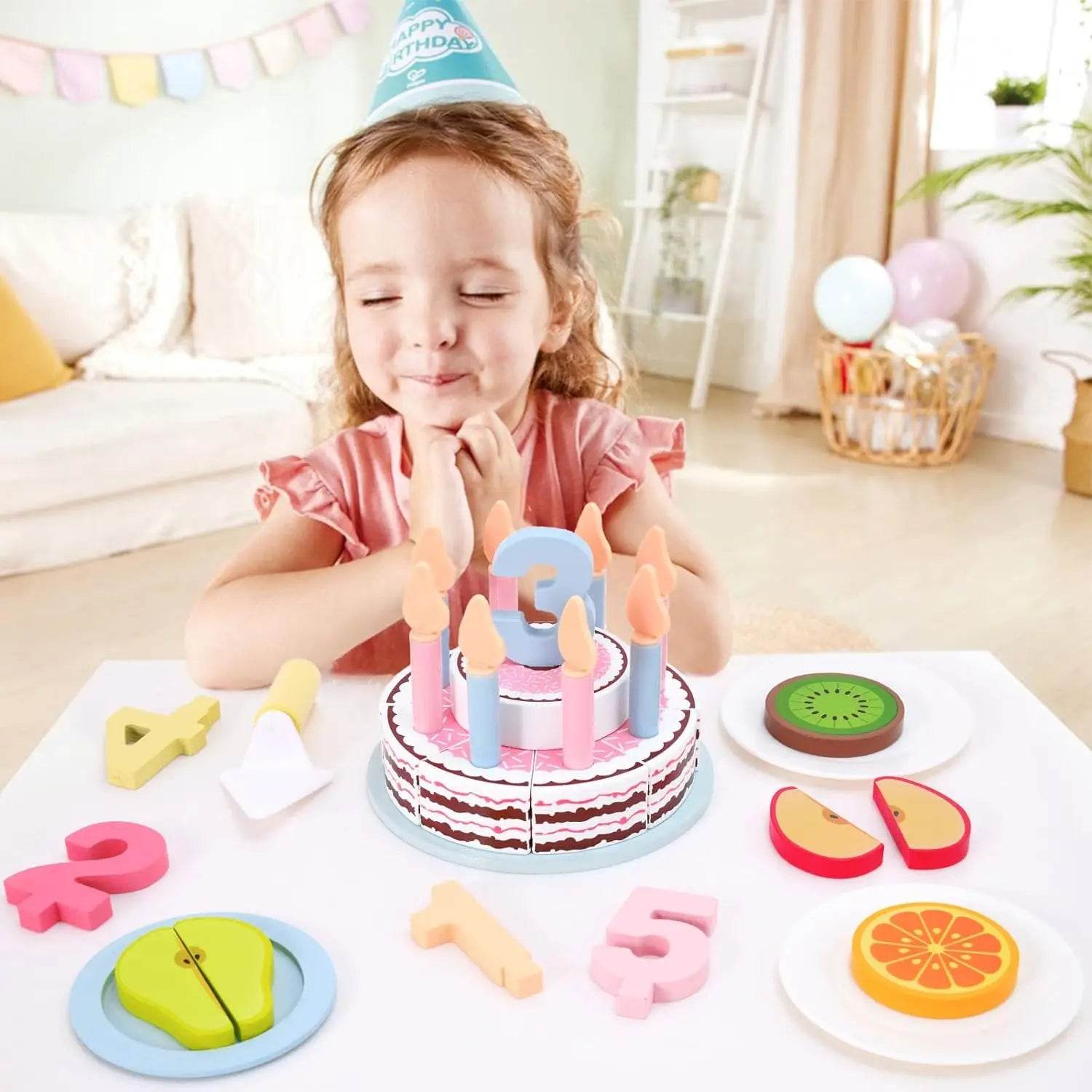 Wooden Kids Kitchen Toys Simulation Birthday Cake Toy Pretend Play Cutting Food Game Children Role Play Toy Gifts for Boy Girl - AIAZ