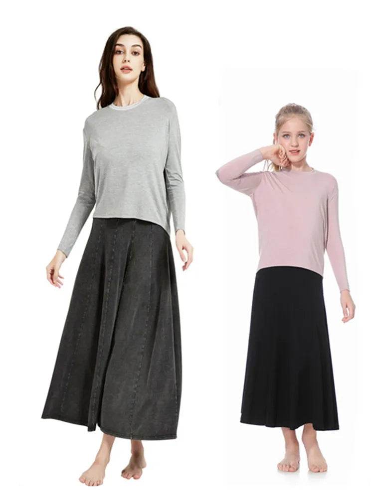 kids girls women panel casual skirts Mom daughter fashion sporty family matching spring summer skirt clothing - AIAZ