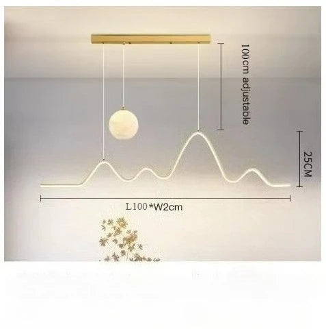 2023 Dining Table Modern Led Pendant Light Lamp For Modern Dining Room Kitchen Bar Designer Line Chandelier Lighting Decor