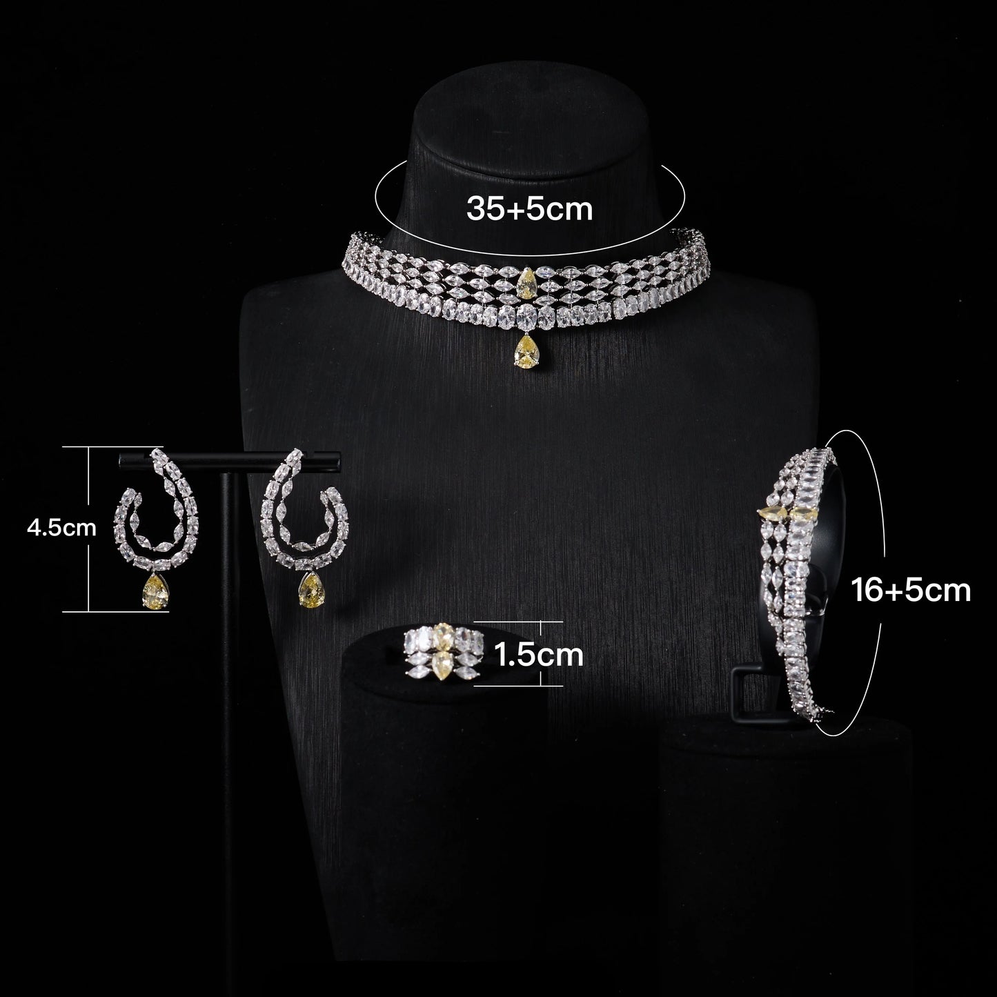 00044  Choker Necklace Sets for Women Cubic Zirconia Bridal Jewellery Set Dubai Saudi Party Engagement Accessory