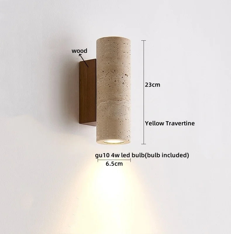 Simple Yellow Travertine Led Wall Lights For Balcony Bedroom Living Room Home Decor Modern Bedside Lamp Luminaria De Parede