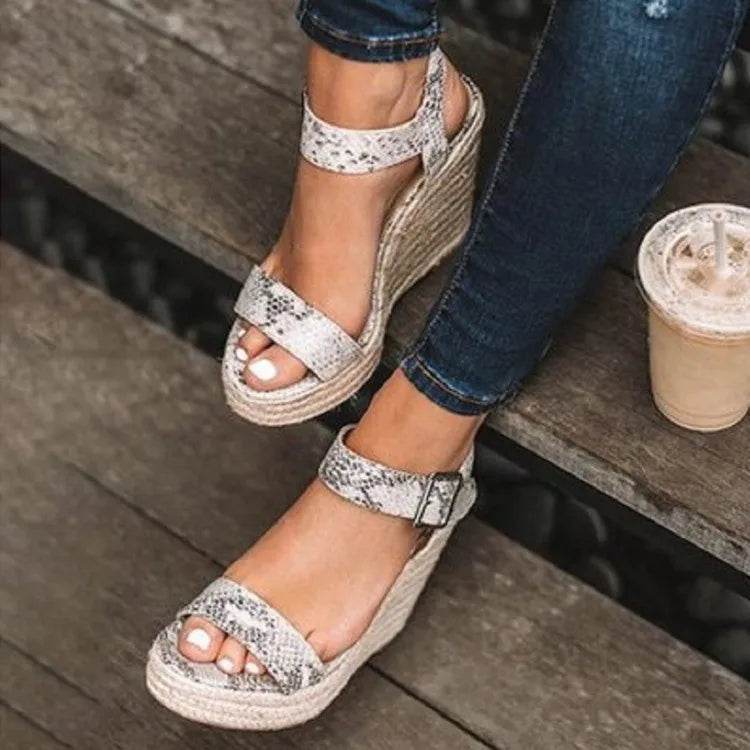 Women Leisure Wedges Heeled Wedge heel serpentine sandals Summer New Sandals Party Platform High Heels Shoes sandalias mujer - AIAZ