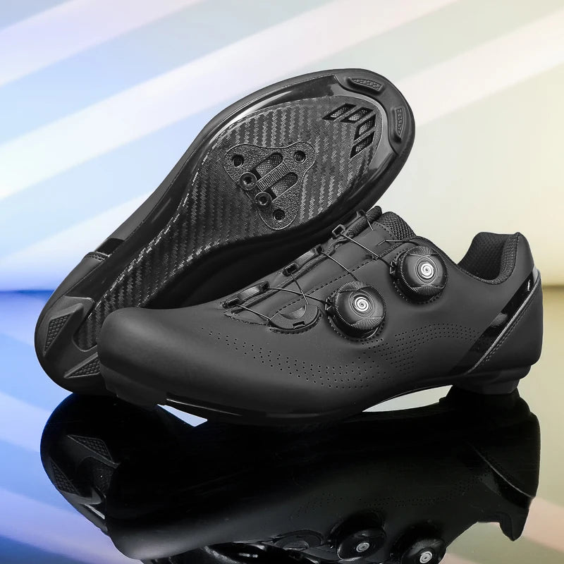 Breathable road cycling shoes for indoor and outdoor cycling, adjustable buckle closure, durable TPU sole, cycling accessories