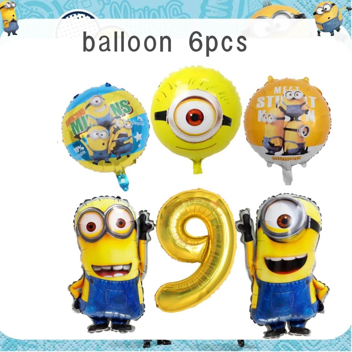 Big Eye Yellow Man Birthday Party Supplies Set - Disposable Tableware Tablecloth Plate Cup Balloon for Boys & Girls Baby Shower - AIAZ