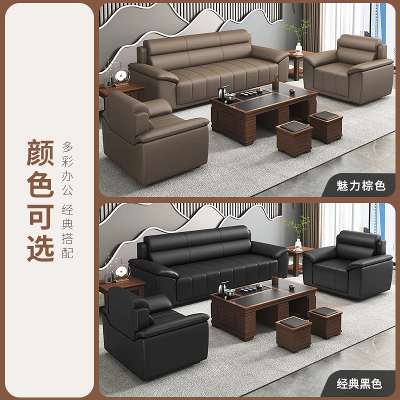 Office Sofa Coffee Table Combination Modern Simple Business Three-person Reception Negotiation Area a Full Pull-out Armchair
