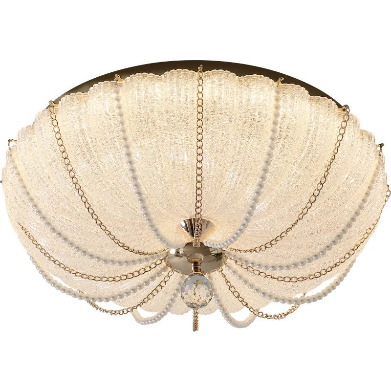 French Style Creamy Ceiling Light Warm Romantic Main Bedroom Room Lamp Eye Protecting Lighting Living Room Cozy Ambient