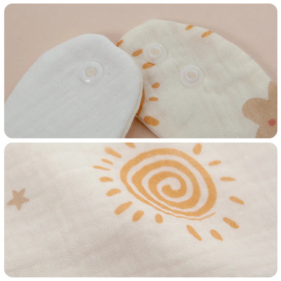 2Pcs/Set Baby Bibs Reusable Saliva Towel Good Absorption Soft 100% Cotton Gauze Cartoon Print Adjustable Baby Feeding Bibs