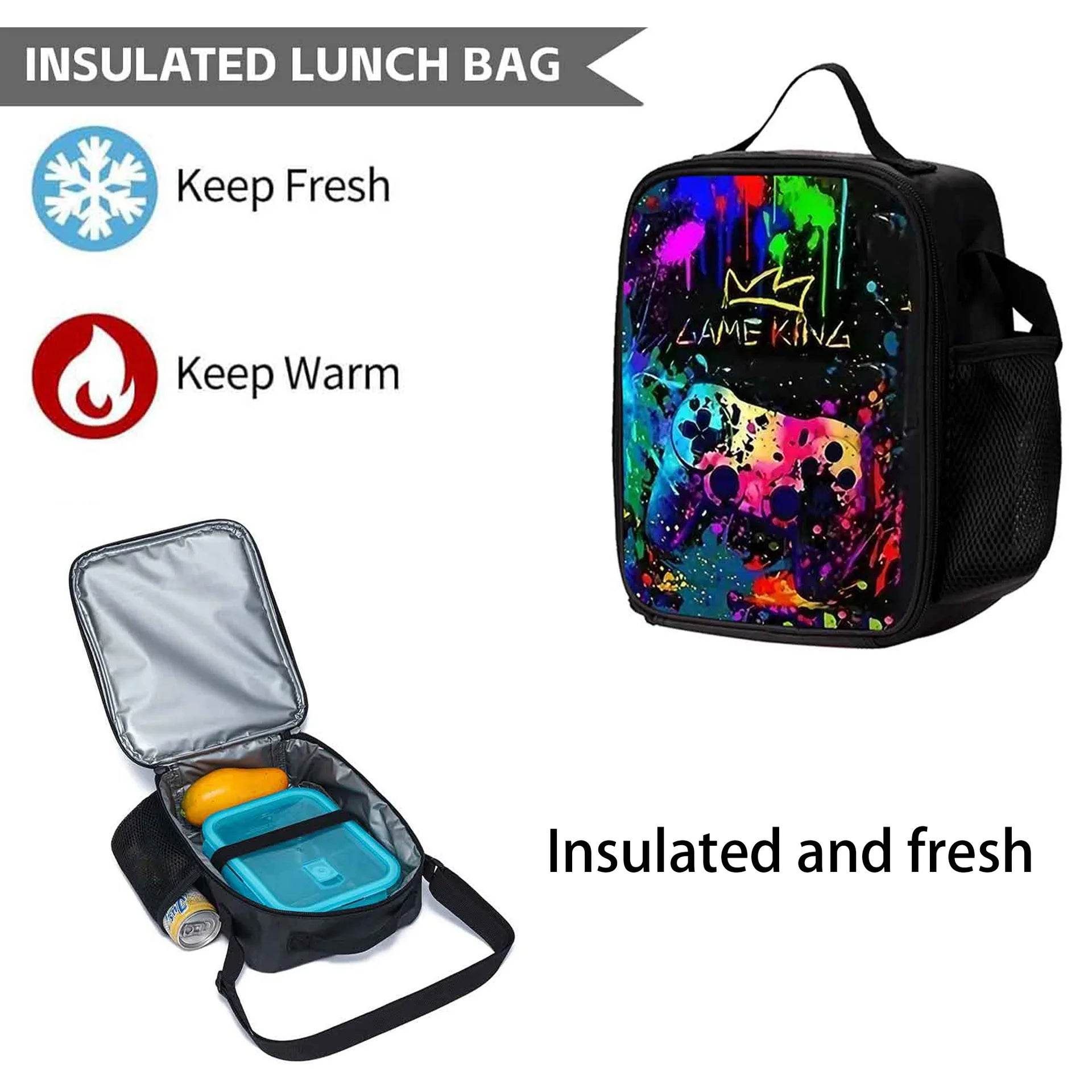 School Bags for Children Boys Game Pad Pattern Backpacks Kids Satchels Primary School Grade 1-3 Students 3 Pieces Set Backpacks - AIAZ