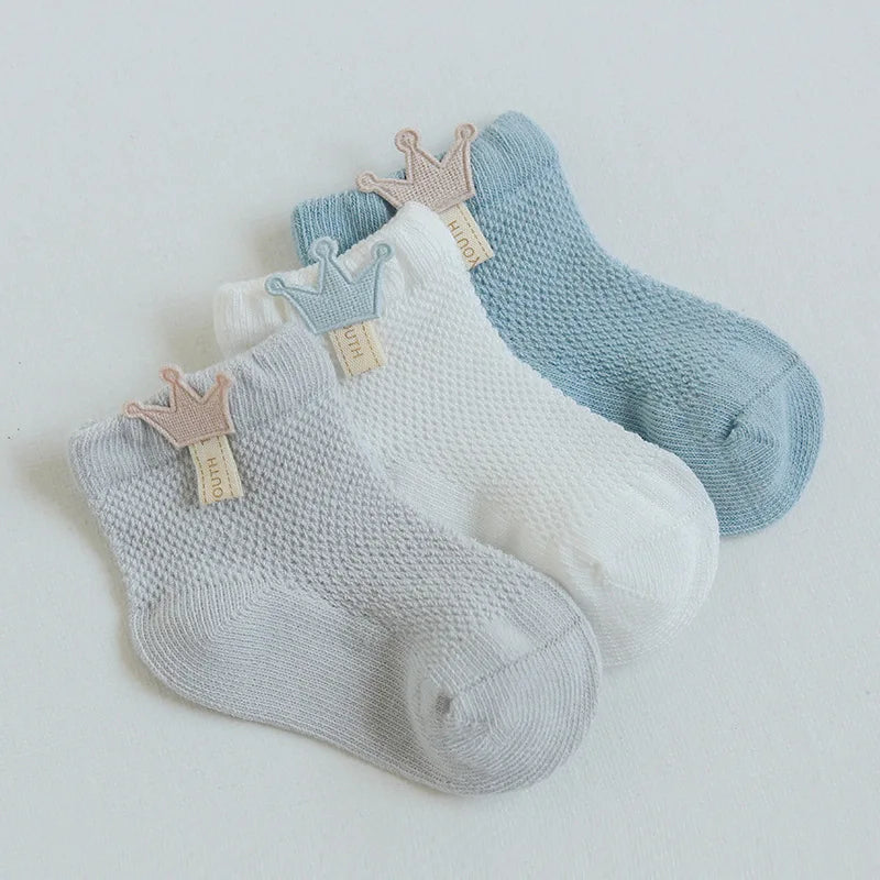 3 Pairs Infant Baby Socks for Girl Boy Thin Cotton Breathable Mesh Cute Accessories Unisex Newborn Boneless Short Socks