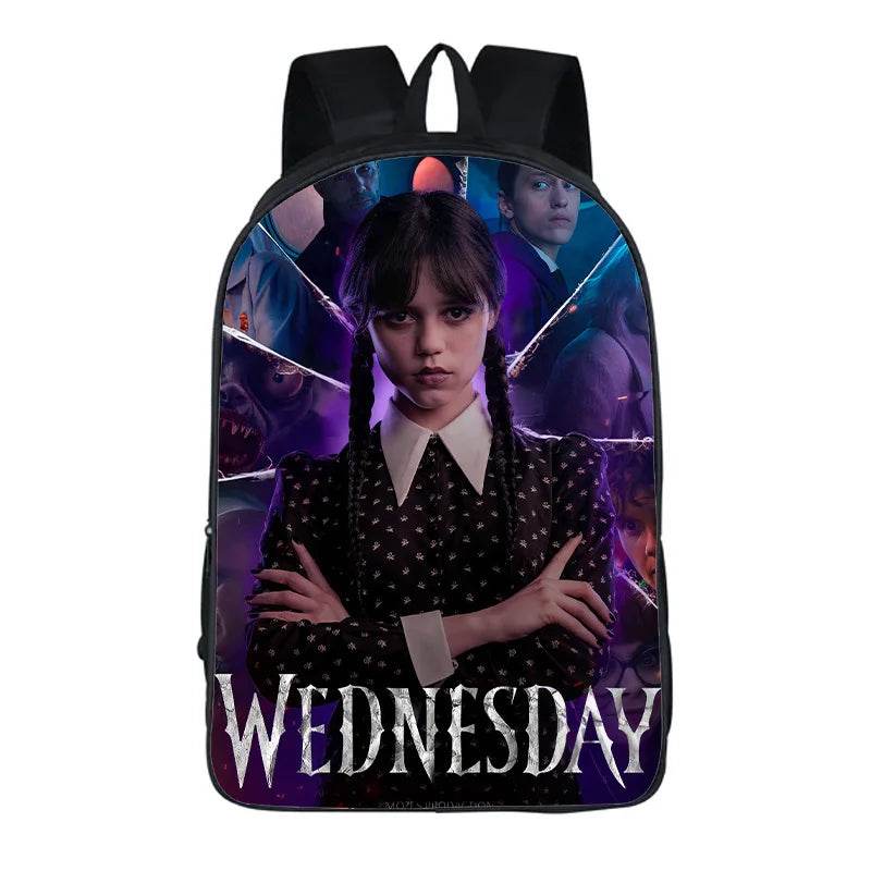 Wednesday Addams Backpack Wednesday School Bag with The Same Style Primary School School Bag Children's Backpack Meal Kit - AIAZ