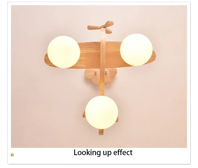 Wooden Handmade Aircraft Hanging Pendant Lights For Bedroom Children Room Decor Suspension Lamps Excluding Light Bulbs