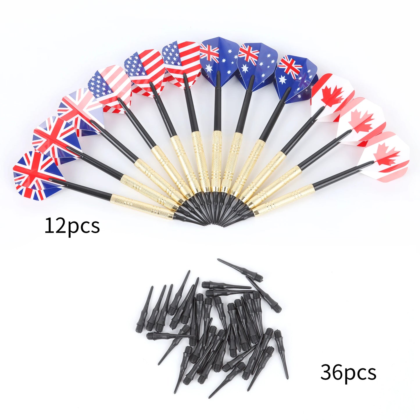 Best Selling 12 Pcs Darts Professtional 4g Safety Soft Tipped Darts 36 Plastic Tips 174g Electronic Dartboard Target Accessories