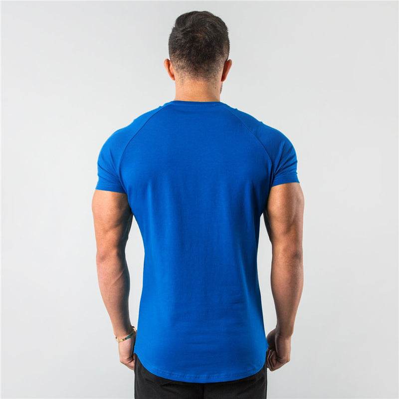 New Fashion Plain Tops Tees Fitness Mens T Shirt Short Sleeve Muscle Joggers Bodybuilding Tshirt Male Gym Clothes Slim Fit Shirt - AIAZ
