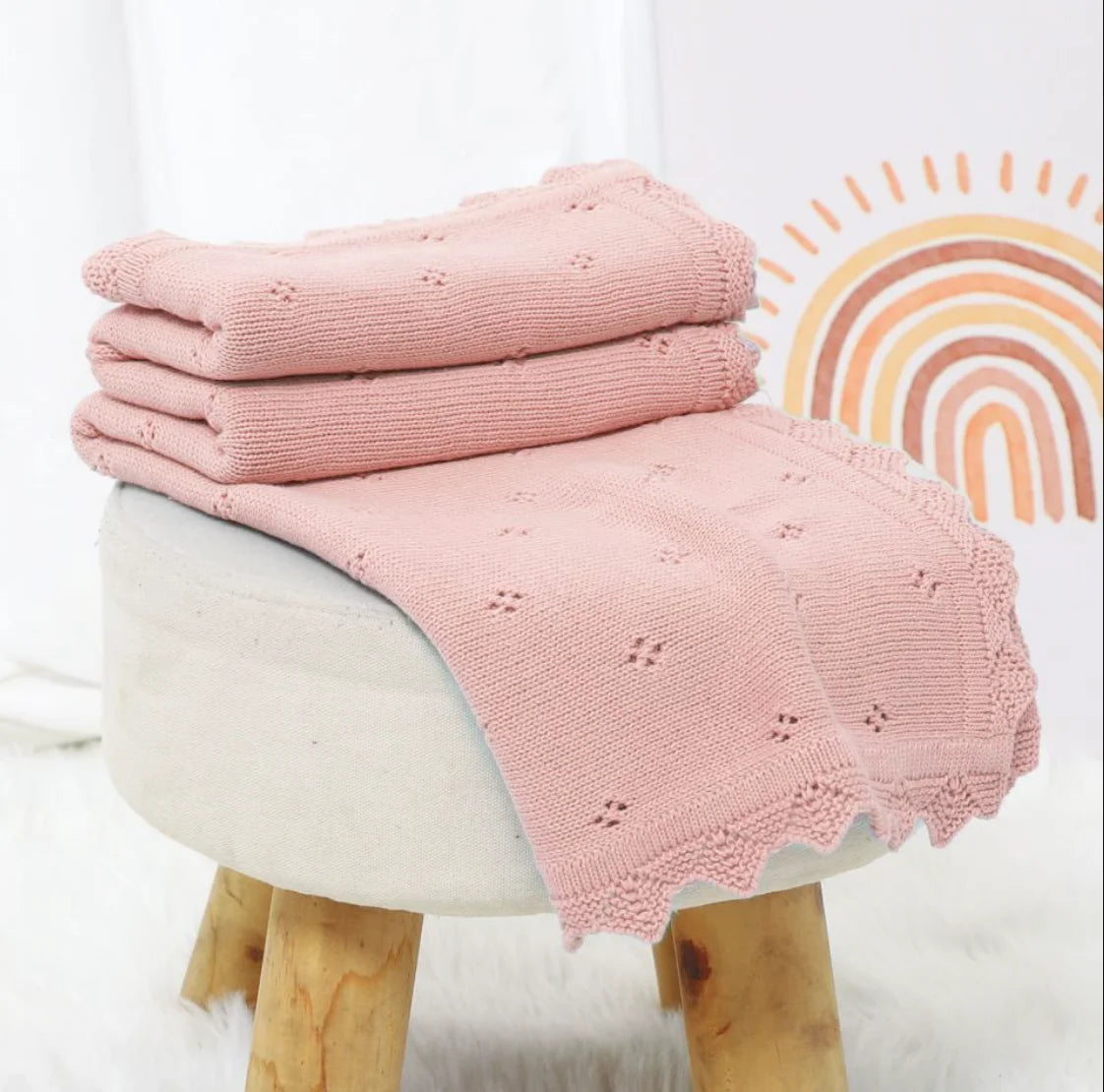 Knitted Baby Blanket Newborn Swaddle Wrap Blankets For Boys Girls 100% Cotton Soft Infant Receiving Blanket Crib Quilt Stuff