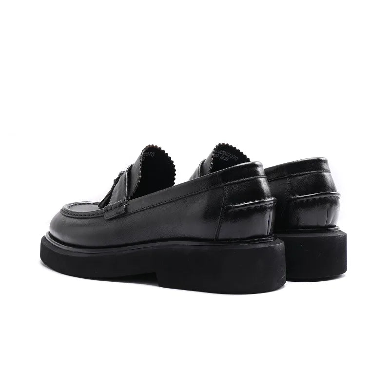 Mens Genuine Leather Loafers Slip On British Style Thick Sole Oxford Shoes Summer Casual Business Shoes