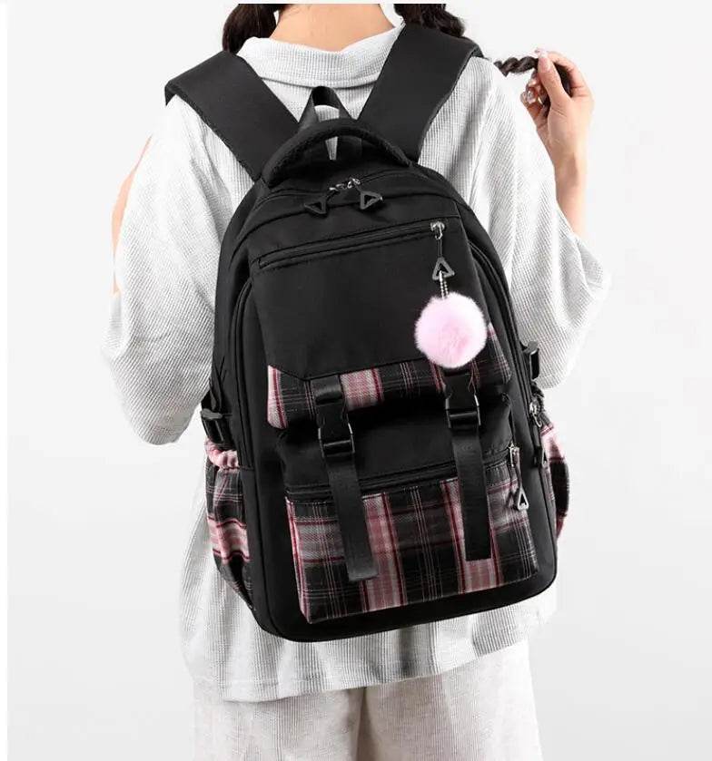 Stitch School Bags High School Student Backpack Female Large Capacity Junior High School Laptop Mochila Escolar - AIAZ
