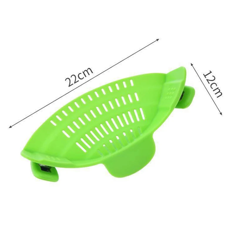 Adjustable Silicone Clip-On Kitchen Strainer for Pots Pans and Bowls Handheld Pasta Strainer Rice Strainer Kitchen Tools