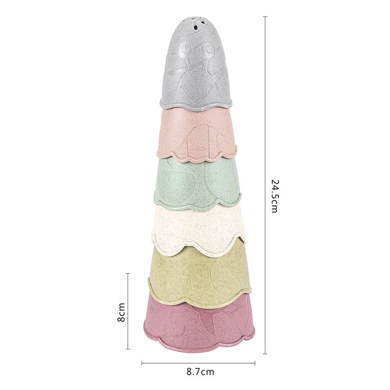 Baby Bath Toys Stacking Boat Toys Colorful Early Education Intelligence Gift Boat-shaped Stacked Cup Folding Tower Baby Toys