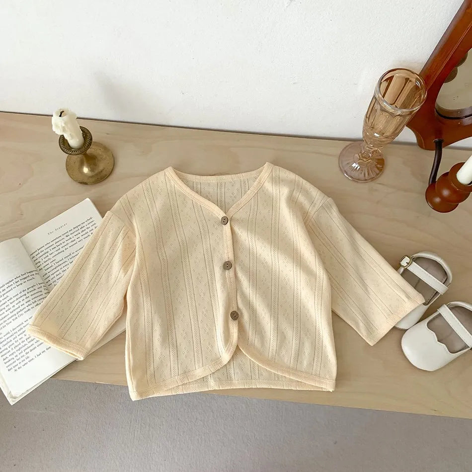 Kids Clothes Toddler Summer Jacket Infant Korean Casual Tops Boys Girls Lightweight Long Sleeve Outerwear Solid Color Cardigan