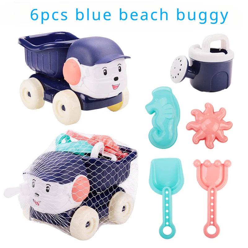 Beach Toy Set for Kids Sand Wheel Sand Bucket Scooter Shovel Rake Sailboat Hourglass Cute Molds Summer Outdoor Sandbox Sand Toys - AIAZ