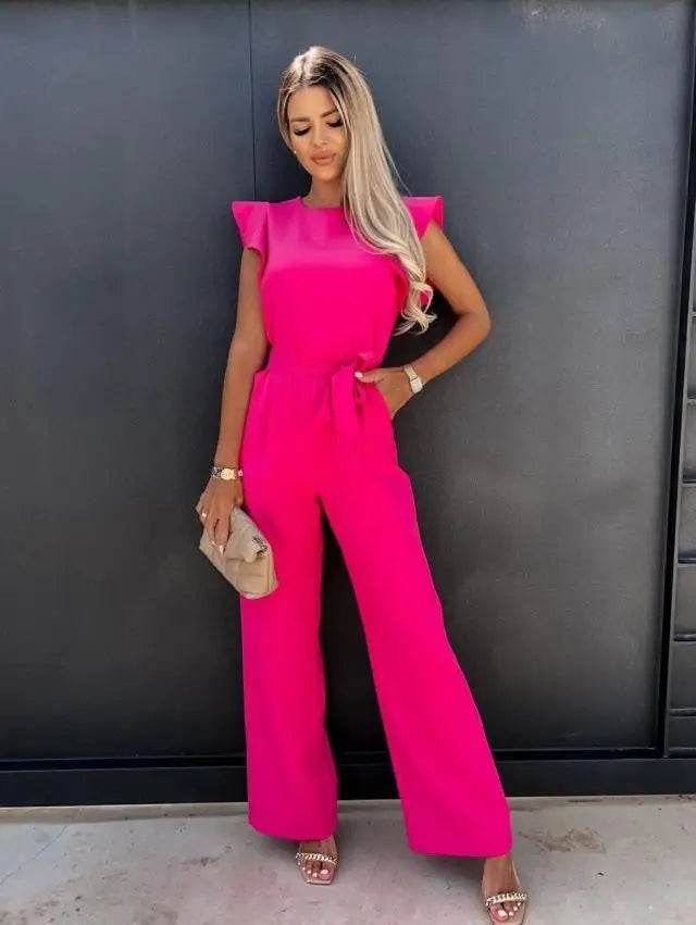 2024 Summer Short Sleeve Wide Leg Jumpsuit For Women Elegant Romper Vintage Streetwear Jumpsuits Overalls Women Jump Suit Woman - AIAZ