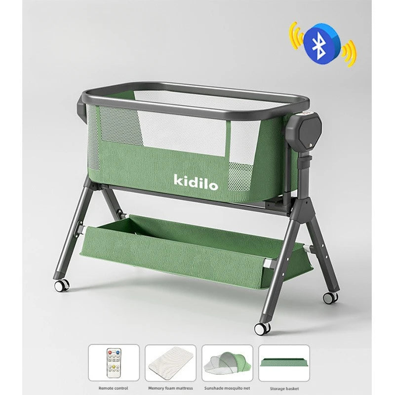 kidilo Multi functional baby crib,movable and foldable, electric splicing large bed,newborn crib Metal material,minimalist style