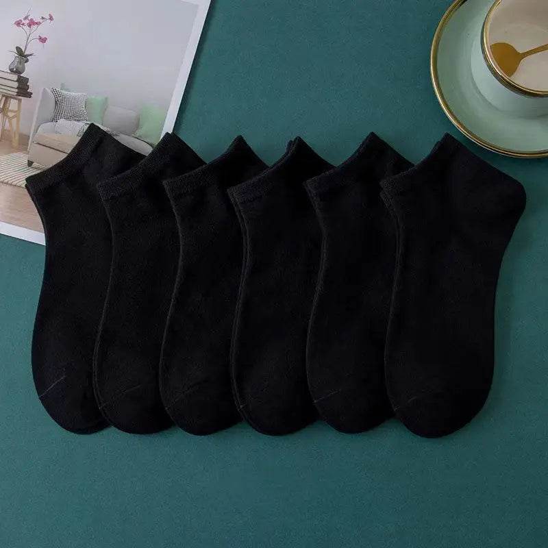 10 pairs/Men's Socks Spring/Summer Thin, Breathable, Soft Polyester Cotton Socks Black Casual Business Ankle Socks Boat Socks Si - AIAZ